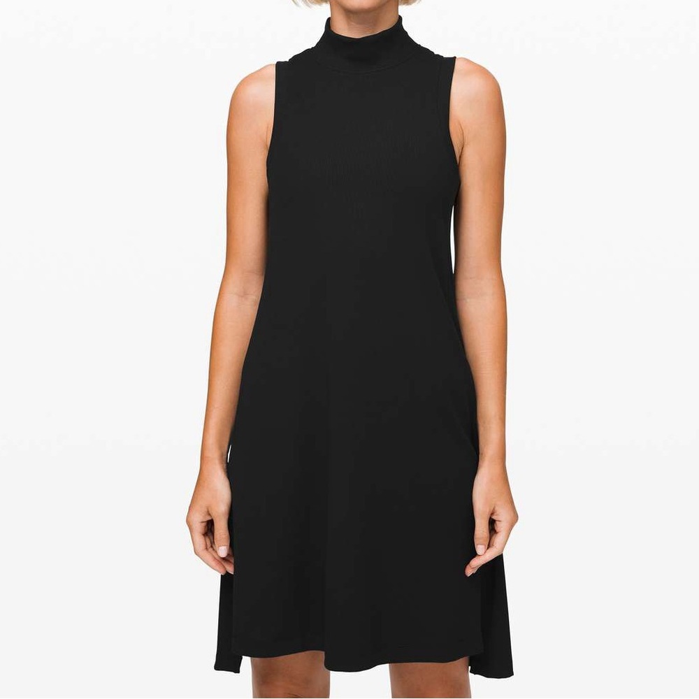 Lululemon gone for the week black athletic ribbed tennis midi dress sz small
